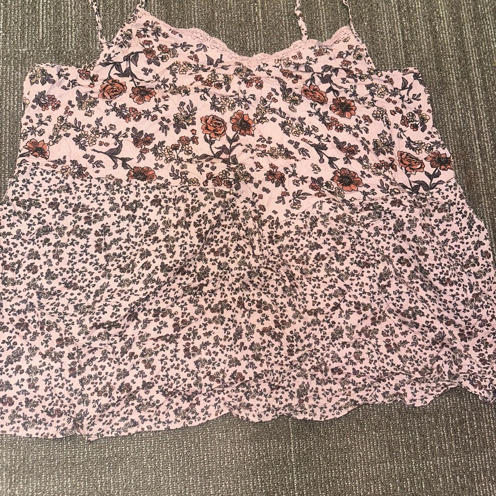 Maurices Floral Lace Trim Tank Top - Pink and Black